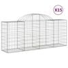 vidaXL Cesti Gabbioni ad Arco 15 pz 200x50x80/100 cm Ferro Zincato