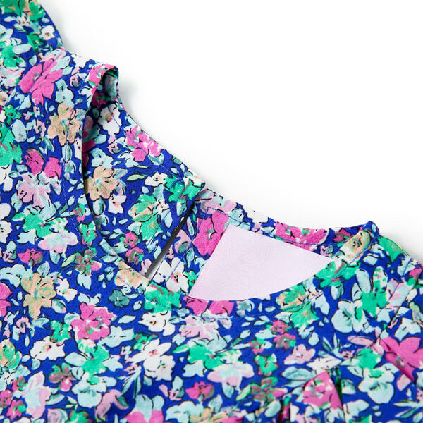 Abito da Bambina con Maniche a Volant Blu Cobalto 116