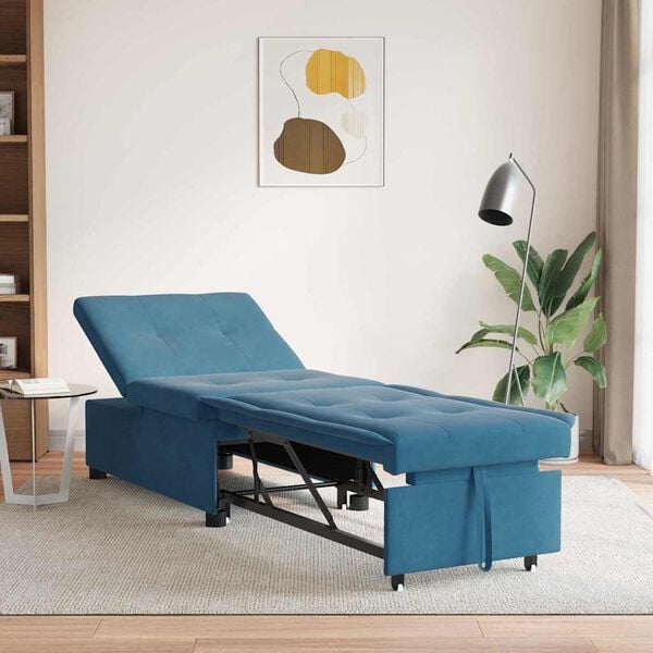 vidaXL Divano letto Blu 194 x 67 x 82 cm Velluto
