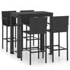 vidaXL Set Bar da Giardino 5 pz con Braccioli in Polyrattan Nero