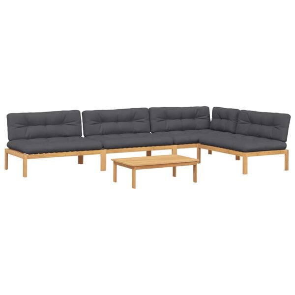 vidaXL Set Divano Pallet Giardino 5pz con Cuscini Massello Acacia