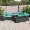 vidaXL Set Divani da Giardino 11 pz con Cuscini Polyrattan Acacia Nero