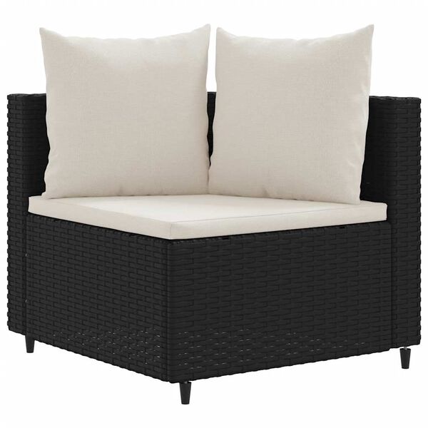 vidaXL Set Divani da Giardino 9 pz con Cuscini Nero in Polyrattan