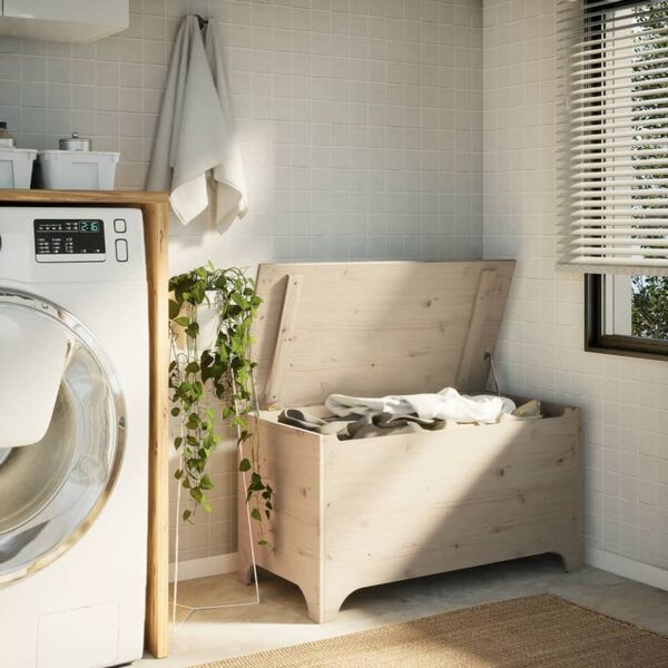 vidaXL Contenitore con Coperchio RANA 100x49x54 cm Legno Massello Pino