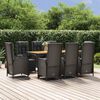 vidaXL Set da Pranzo da Giardino 9 pz con Cuscini Nero in Polyrattan