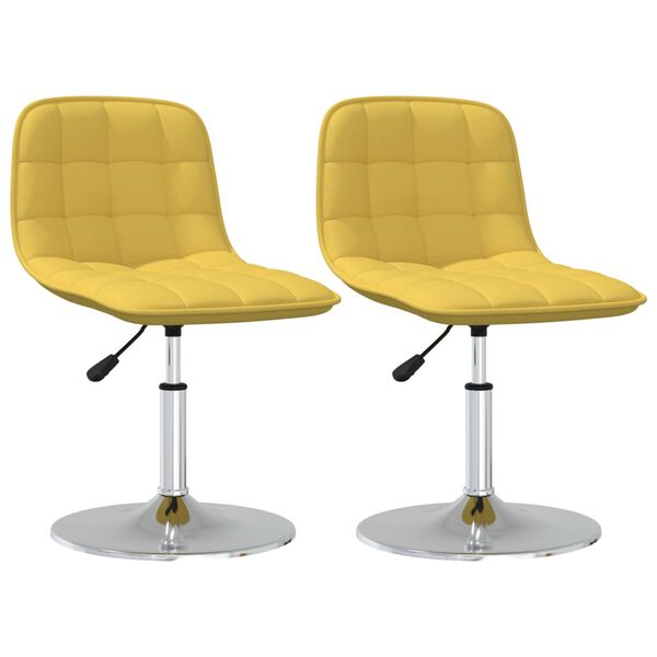 vidaXL Sedie da Pranzo Girevoli 2 pz Giallo Senape in Tessuto
