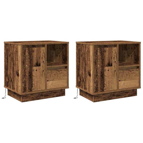 vidaXL Armadio da Notte 2 pcs Legno vecchio 50 x 34,5 x 50 cm.
