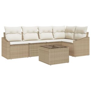 vidaXL Set Divano da Giardino 6 pcs Beige e Crema polyrattan
