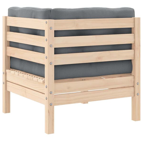 vidaXL Set Divani da Giardino 3 pz con Cuscini Grigi Massello di Pino