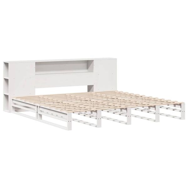 vidaXL Letto Libreria senza Materasso Bianco 200x200 cm Legno Massello