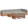 vidaXL Set di divani da esterno 9 pcs Grigio Naturale e Chiaro