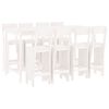 vidaXL Set Bar da Giardino 9 pz Bianco in Legno Massello di Pino