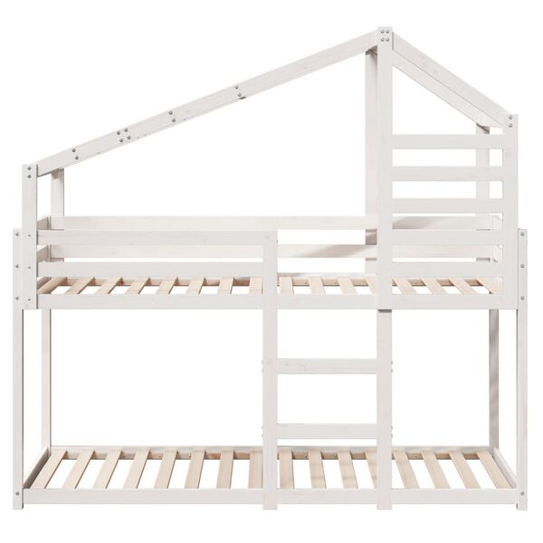 vidaXL Letto a Castello con Tetto Bianco 80x200 cm Legno Massello Pino