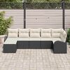 vidaXL Set Divano da Giardino con cuscino 7 pcs Nero Poly Rattan