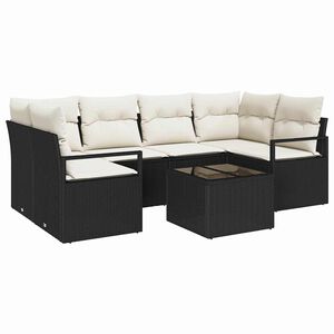 vidaXL Set di divani con cuscino 7 pcs Nero e Crema polyrattan