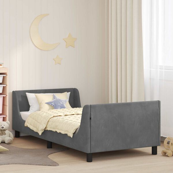 vidaXL Struttura letto bambini con testata Grigio scuro 90 x 190 cm