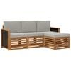 vidaXL Set di divani da esterno 4 pcs Naturale e Grigio Chiaro