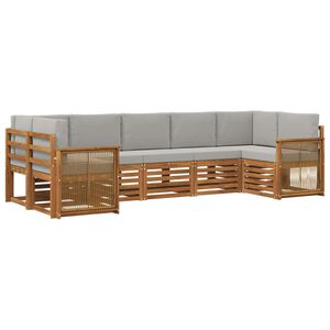 vidaXL Set di divani da esterno 6 pz Naturale e Grigio Chiaro