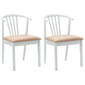 vidaXL Sedia da pranzo 2 pcs Bianco e marrone Legno di gomma massiccio