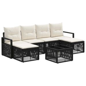 vidaXL Set Divano da Giardino 7 pz Nero polyrattan