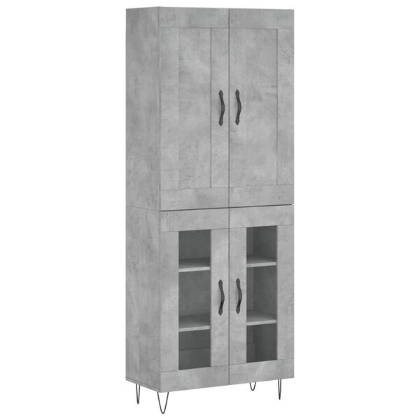 vidaXL Credenza Grigio Cemento 69,5x34x180 cm in Legno Multistrato