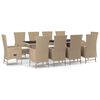 vidaXL Set da Pranzo da Giardino 11 pz con Cuscini Beige in Polyrattan