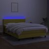 vidaXL Letto a Molle con Materasso e LED Verde 140x190 cm in Tessuto