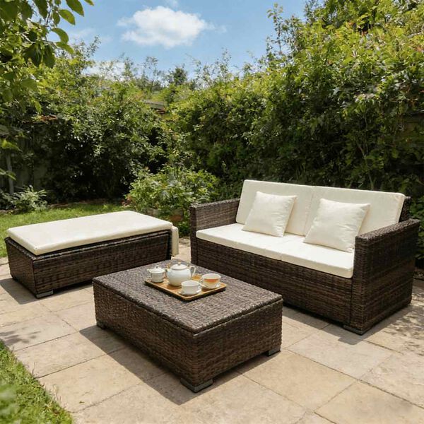 vidaXL Set Divani da Giardino 2 pz con Cuscini in Polyrattan Marrone