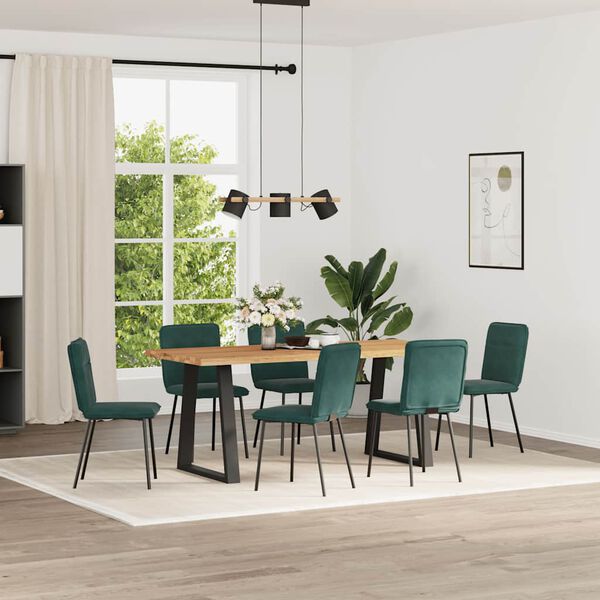 vidaXL Sedie da Pranzo 6 pz Verde Scuro in Velluto