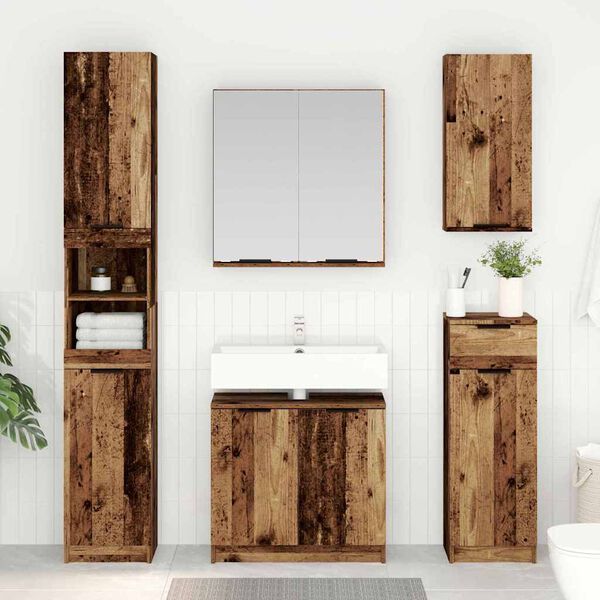 vidaXL Set di Armadi da Bagno 3 pcs Legno vecchio Legno multistrato