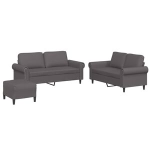 vidaXL Set di Divani 3 pz con Cuscini Grigio in Similpelle