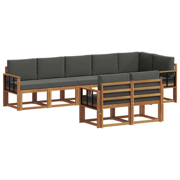 vidaXL Set di divani da esterno con cuscino 8 pcs Naturale e Antracite