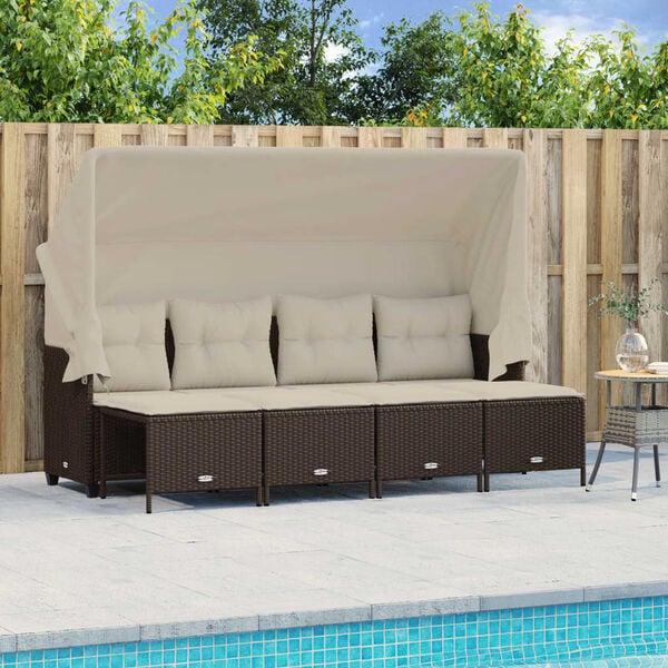 vidaXL Set Divano da Giardino 5 pz con Cuscini Marrone in Polyrattan