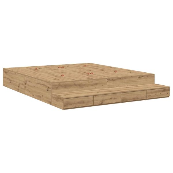 vidaXL Struttura letto con contenitore Rovere artigianale 200 cm