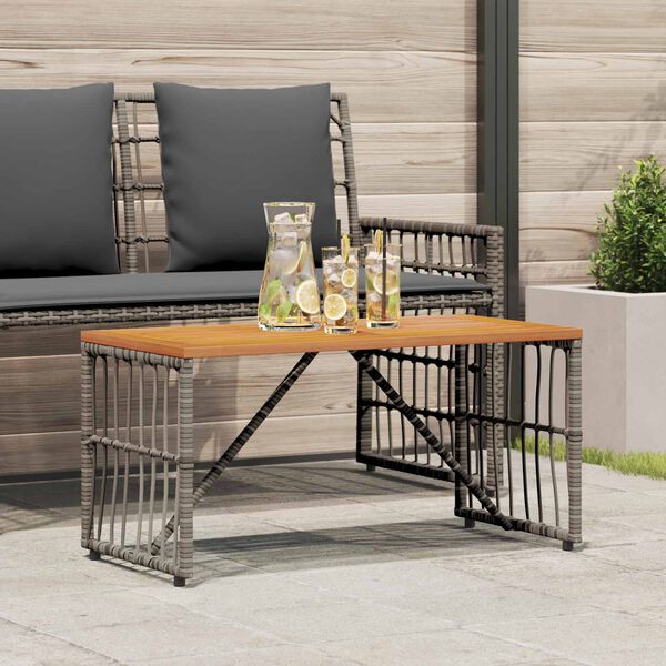 vidaXL Tavolo da Esterno Grigio 80 x 40 x 40 cm Acciaio e Polyrattan