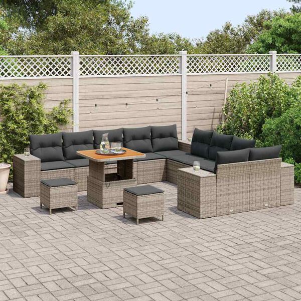 vidaXL Set Divano da Giardino con cuscino 13 pcs Grigio polyrattan