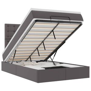 vidaXL Struttura Letto Pouf con Materasso Grigio 120x200 cm Similpelle