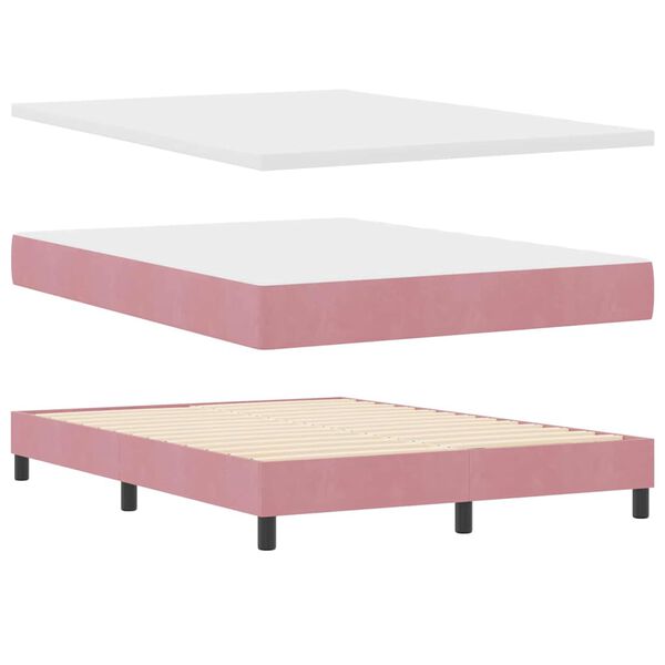 vidaXL Letto a molle con materasso Rosa 140 x 200 cm Velluto