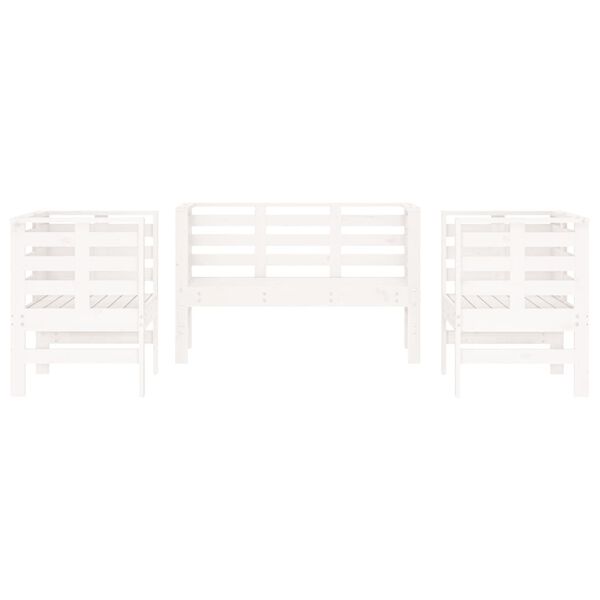 vidaXL Set Salotto da Giardino 3 pz Bianco in Legno Massello di Pino