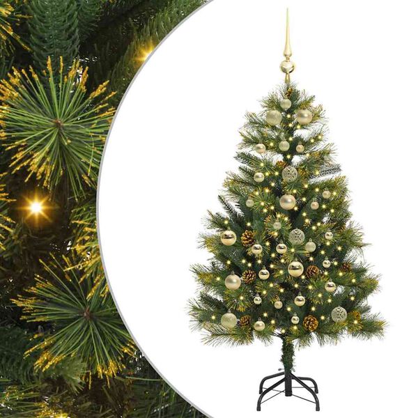 vidaXL Albero di Natale artificiale pieghevole con coni Verde 150 cm