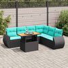 vidaXL Set Divani da Giardino con Cuscini 7pz Nero Polyrattan