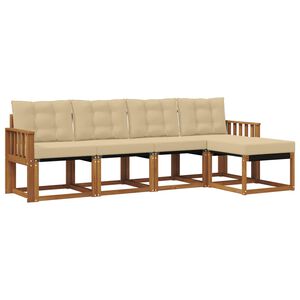 vidaXL Set di divani da esterno 5 pz Naturale e Beige