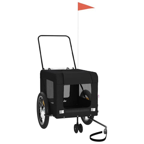 vidaXL Rimorchio da Bici per Animali Nero Oxford e Ferro