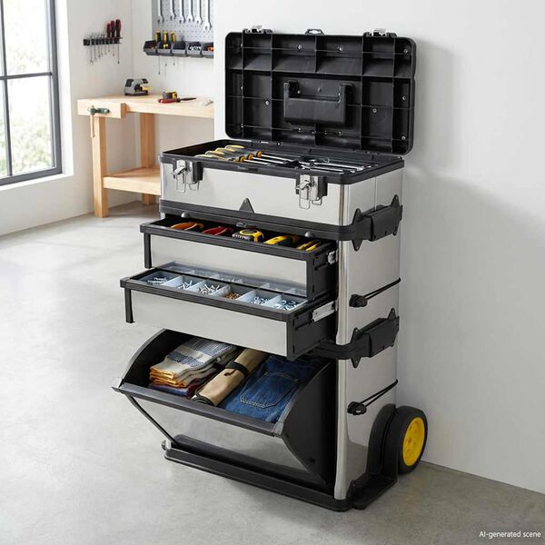 vidaXL Trolley Porta Attrezzi con 3 Componenti