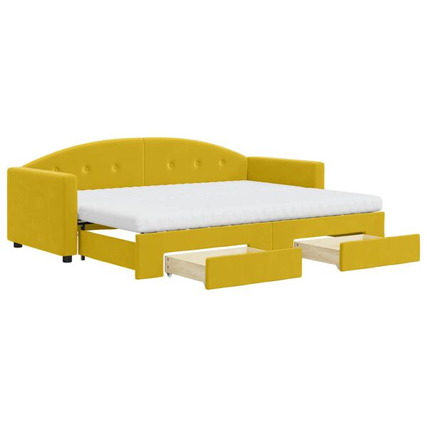 vidaXL Divano Letto Estraibile con Cassetti Giallo 80x200cm in Velluto
