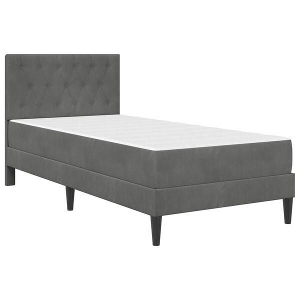 vidaXL Struttura letto con materasso Grigio scuro 90 x 190 cm Velluto