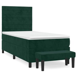 vidaXL Giroletto a Molle con Materasso Verde Scuro 90x190 cm Velluto