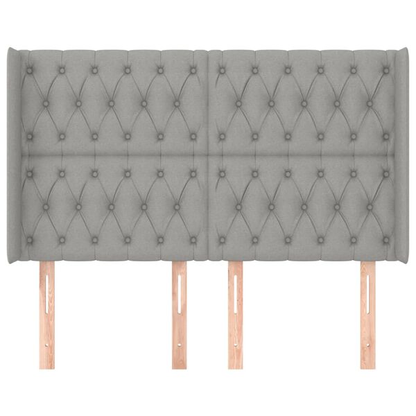 vidaXL Testiera ad Orecchio Grigio Chiaro 147x16x118/128 cm in Tessuto