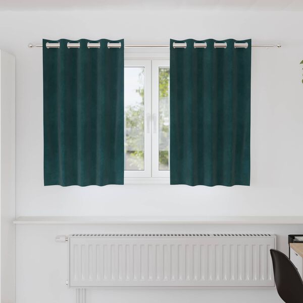 vidaXL Tende oscuranti 2 pcs Verde Scuro 140 x 140 cm Velluto