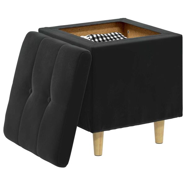 vidaXL Pouf contenitore con cuscino Nero 40 x 40 x 45 cm Velluto